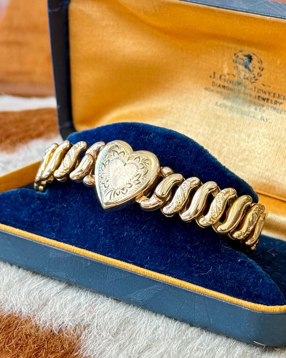 Vintage 1940s Sweetheart Gold Filled Expansion Bracelet La Mode
