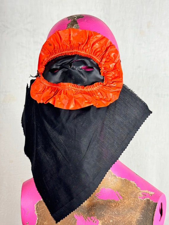 Vintage 1950s Plastic Halloween Eye Mask with Scarf