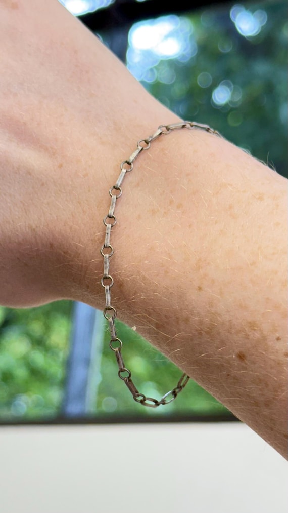 Vintage 1930s Deco Sterling Silver Paper Clip Dainty Chain Bracelet