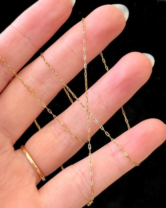 Vintage 12k Gold Filled Dainty Paper Clip Chain Necklace | 16”