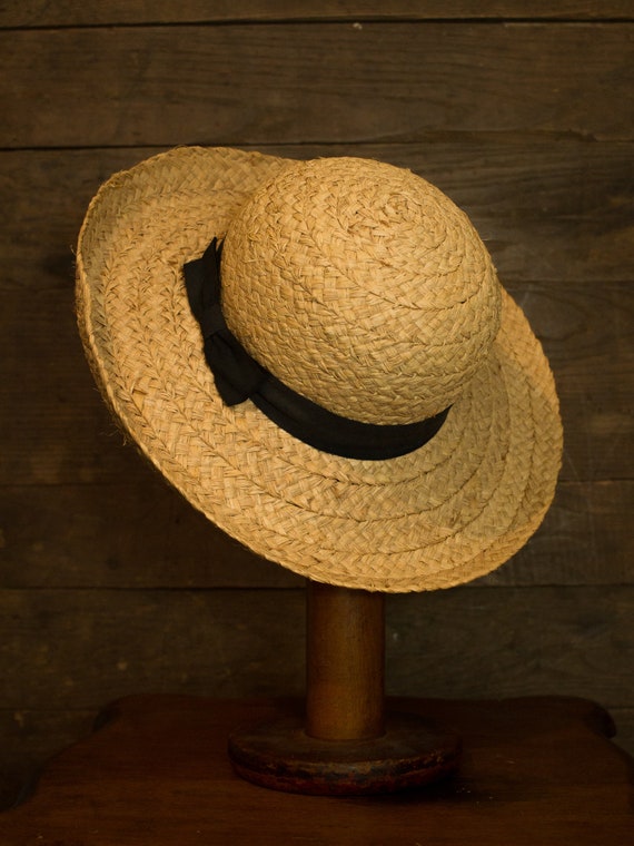 Woven Straw Hat | Round Sun Hat | Vintage Garden H
