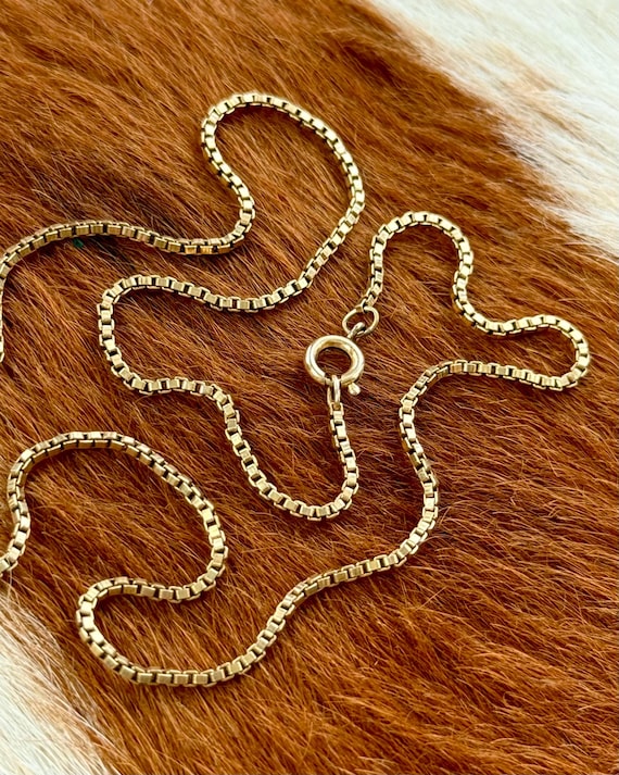 Vintage 14k Gold Filled Box Chain Necklace Midcentury Avon | 15”