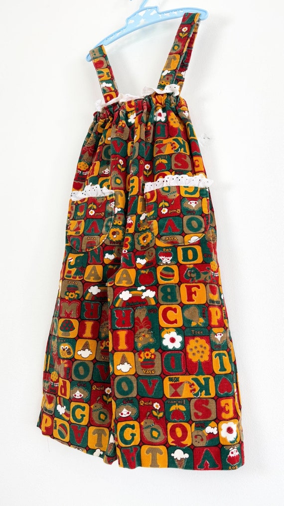 Vintage 1970s Alphabet Corduroy Jumpsuit Overalls | toddler