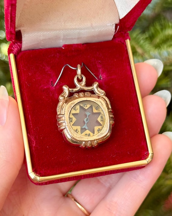 Antique Victorian Gold Filled Compass Watch Fob Pendant