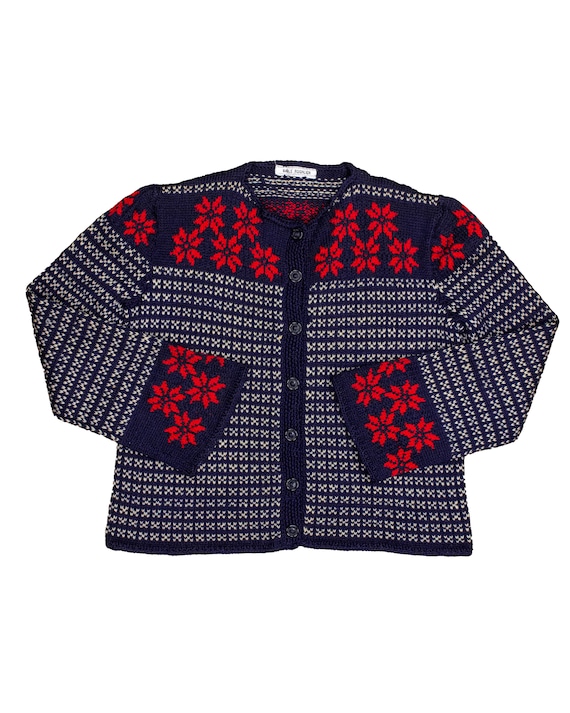 Frozen Raspberry - 1930s 40s Hand Knit Wool Cardig