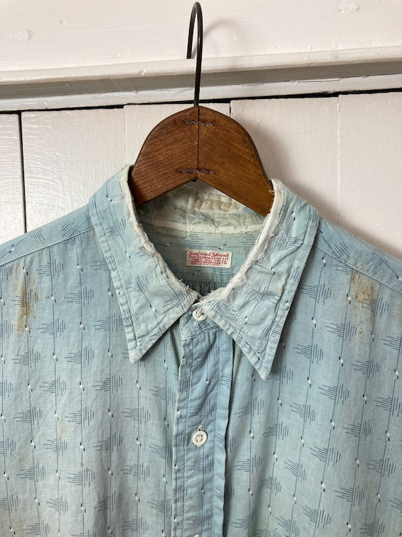 Distressed 1930s 40s Cotton Popover Shirt