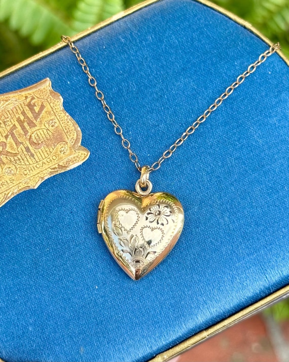 Vintage 12k Gold Filled Heart Shaped Locket Pendant & Chain Necklace | 18”