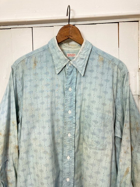 Distressed 1930s 40s Cotton Popover Shirt - image 3