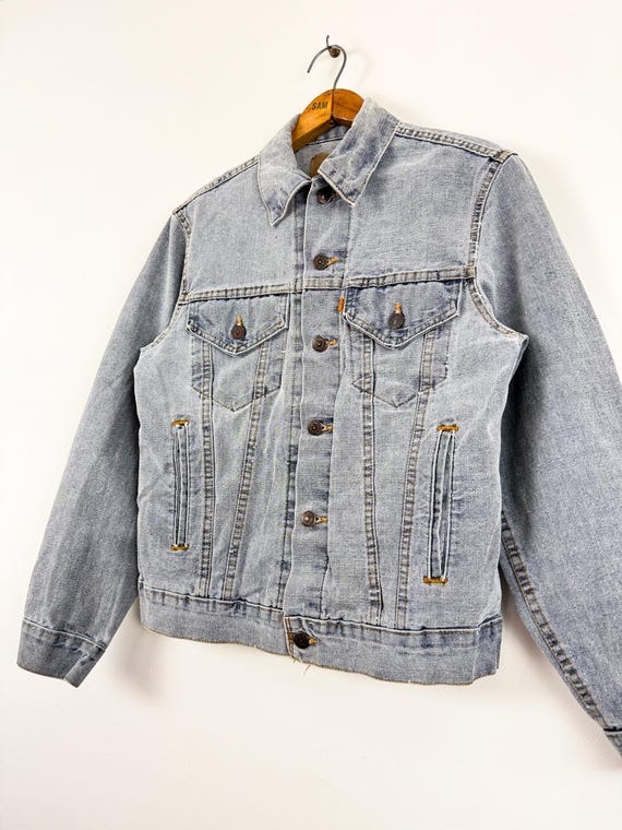 Vintage 1980s Levi’s Sailcloth Washed Canvas 4714 Trucker Jacket USA | 36 xsmall small