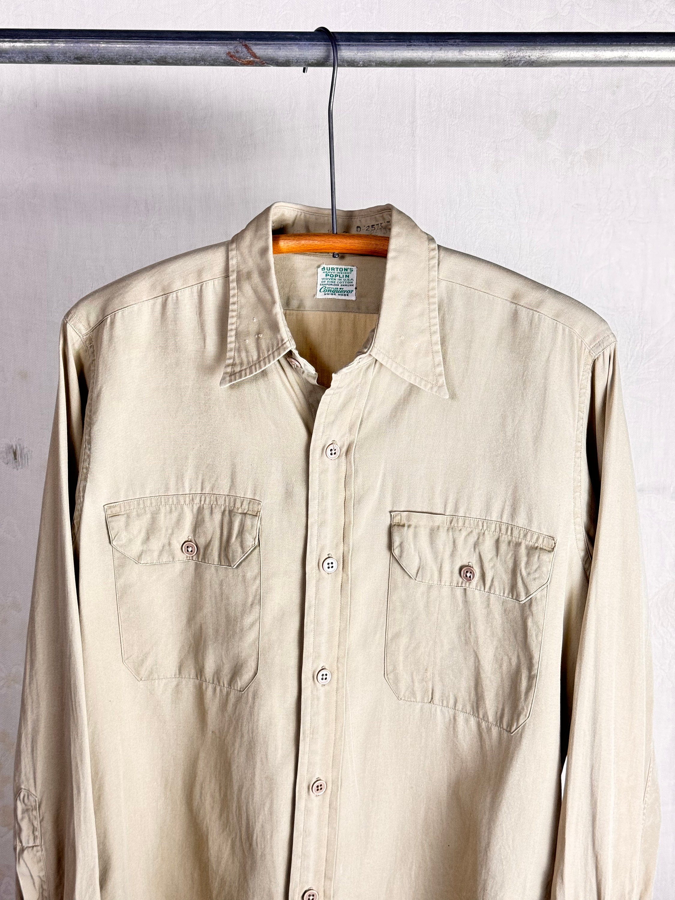 CraftUnionVintage Vintage 1950s 60s Conquerer Burton's Poplin Sanforized Work Shirt CraftUnionVintage Vintage 1950s 60s Conquerer Burton's Poplin Sanforized Work Shirt