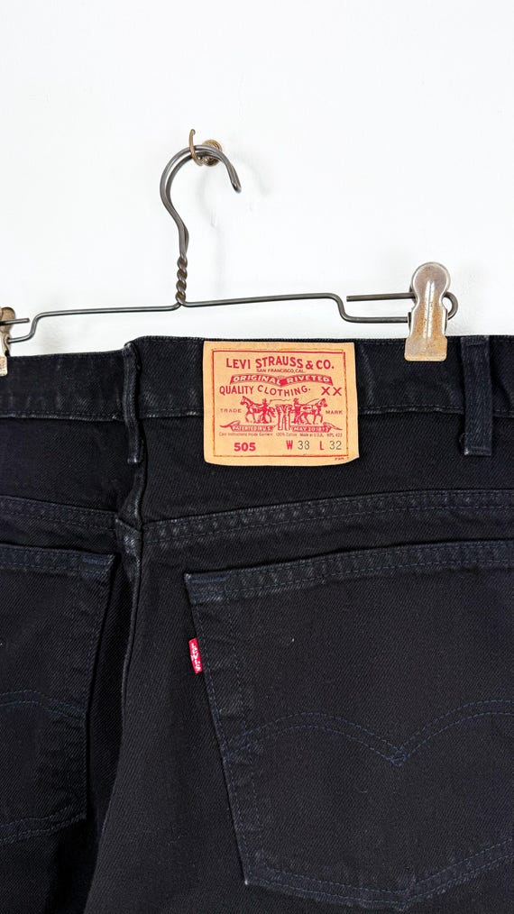 Vintage 1980s Levi’s 505 Red Tab Black Denim Jeans USA 38x32