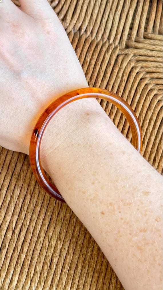 Vintage Midcentury Tortoise Translucent Spacer Bangle Bracelet