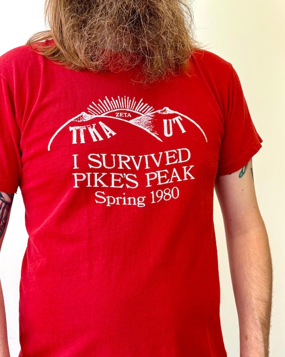 Vintage 1980s Fraternity Pikes Peak Boobies Graphic T Shirt | large