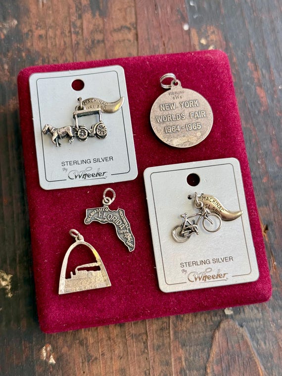 Vintage American Travel Souvenir Sterling Silver Charm Pendant | pick one
