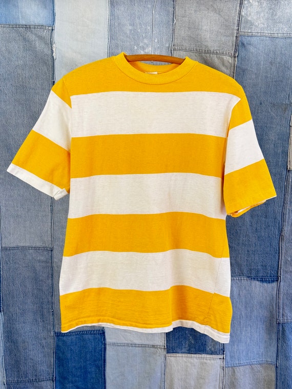Vintage 1980s Striped Wide Crop T Shirt - image 2