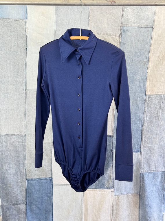 Vintage 1970s Van Raalte Polyester Shirt Bodysuit