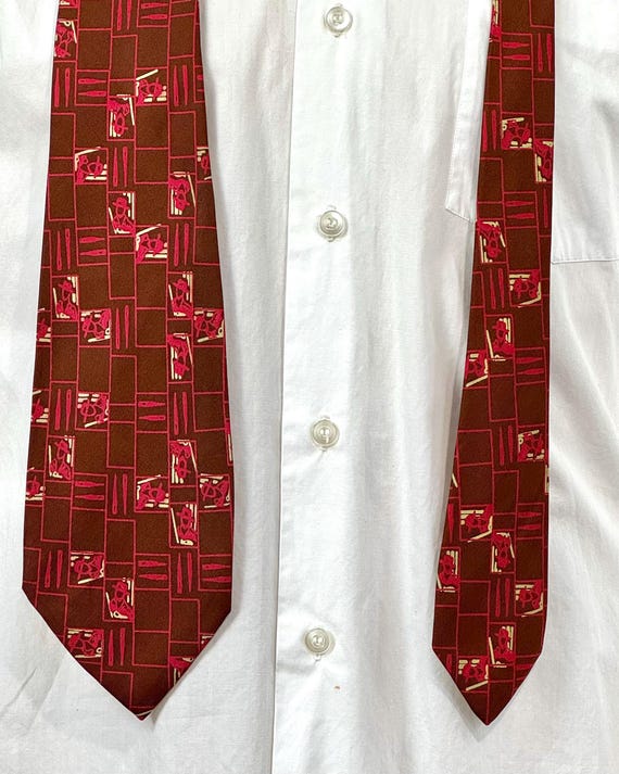 Vintage 1950s Fedora Man Midcentury Printed Silk Necktie Arrow