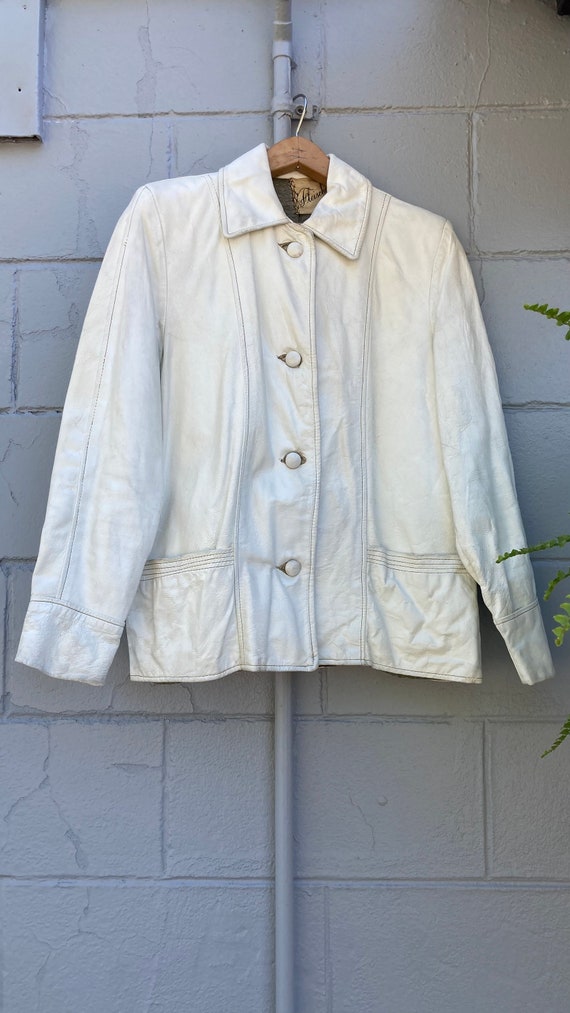 1950s 60s White Leather Jacket - image 3