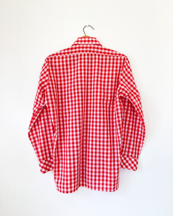 Pierre Clereau Shirt | 60s Red Gingham Shirt | 70… - image 4