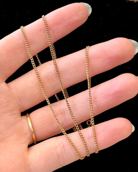 Vintage 12k Gold Filled Dainty Curb Chain Necklace | 18.5”
