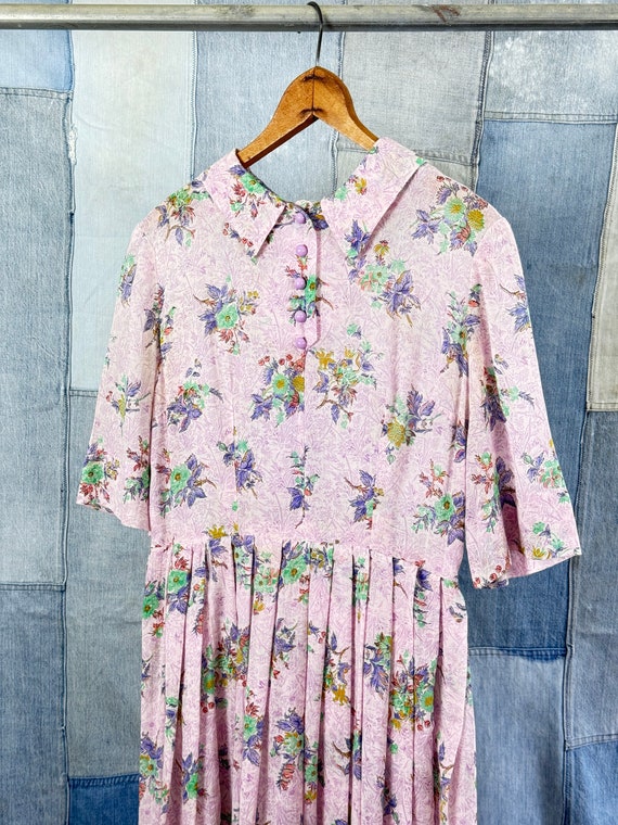 1960s Sheer Floral Fit n Flare Dress