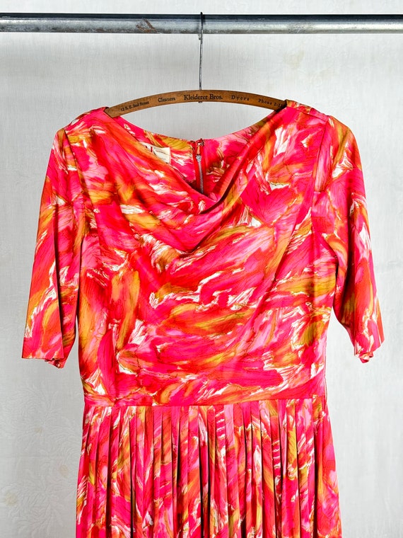 Vintage 1960s Rayon Jersey Fit n Flare Dress R&K