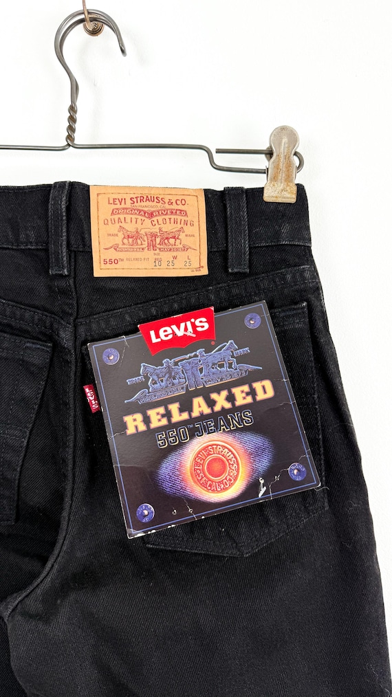 Vintage NOS 1990s Levi’s 550 Red Tab Relaxed Black Denim Jeans USA youth 10