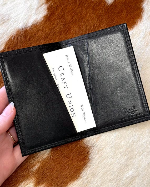 Vintage 1960s California Hide Card Wallet Black Leather Gary’s