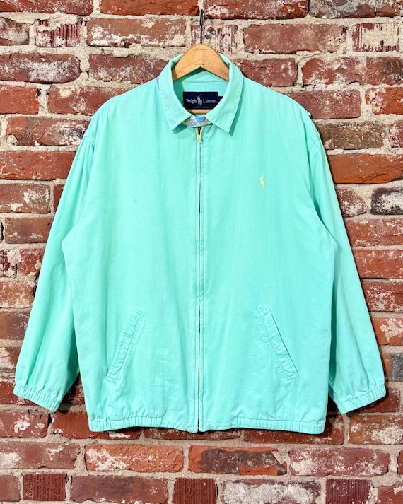 Vintage 1980s Ralph Lauren Polo Bi Swing Jacket Turquoise Twill USA | medium