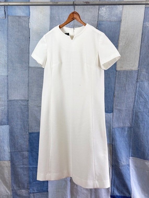 1960s Mod White Polyester Double Knit Dress - image 1