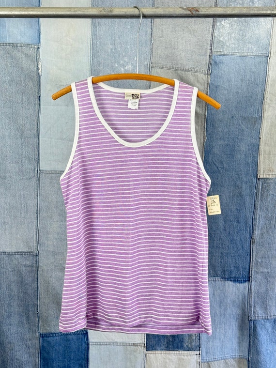 Vintage 1970s 80s Lavender Stripe Tank Top large