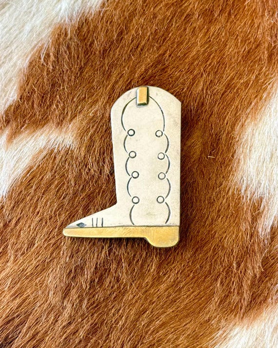 Vintage 1980s Taxco Cowboy Book Modernist Sterling Silver Pin Brooch