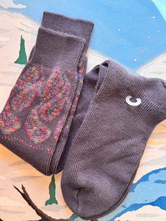 Vintage 1980s Paisley Knee High Socks made in USA | gray