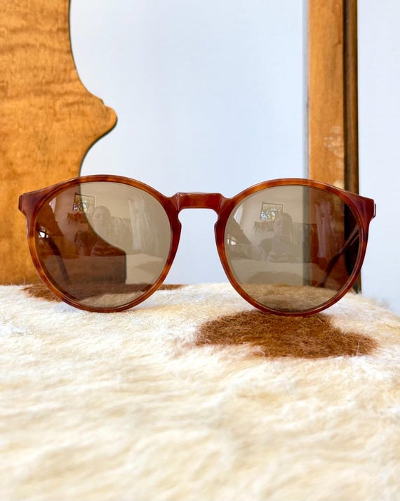 Vintage 1980s Ralph Lauren Polo 20 Tortoise Round Sunglasses Leather Case