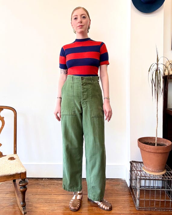 Vintage 1950s OG 107 US Military First Pattern Army Fatigue Pants | 29 x 29