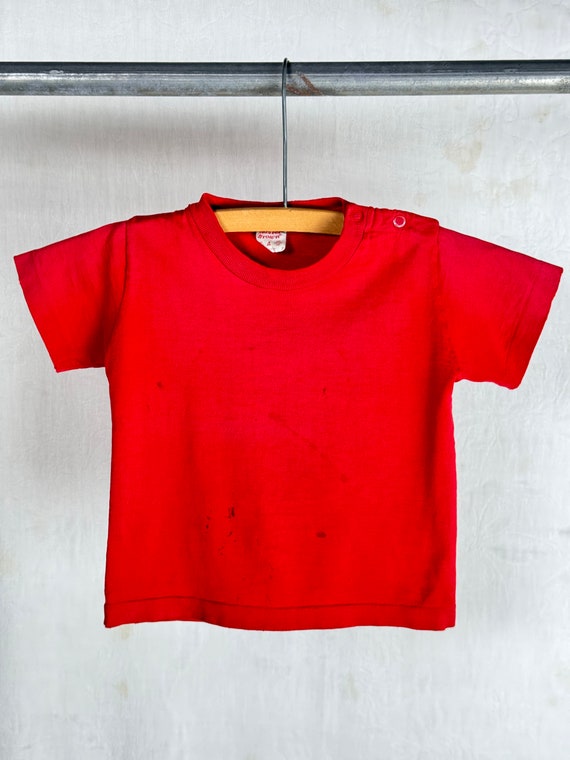 Vintage 1950s Toddler Buster Brown Distressed Red T Shirt
