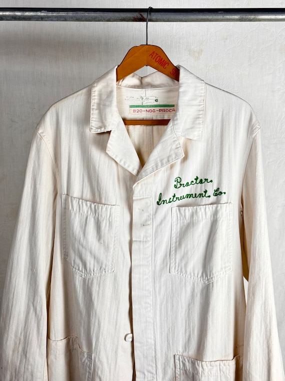 Vintage 1950s Herringbone Twill Canvas Lab Coat
