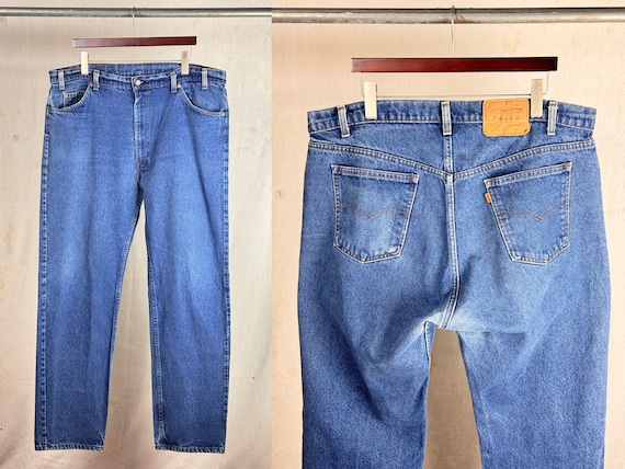 Vintage 1970s 80s Levi’s Orange Tab 505 0217 Straight Denim Jeans 42 x 34
