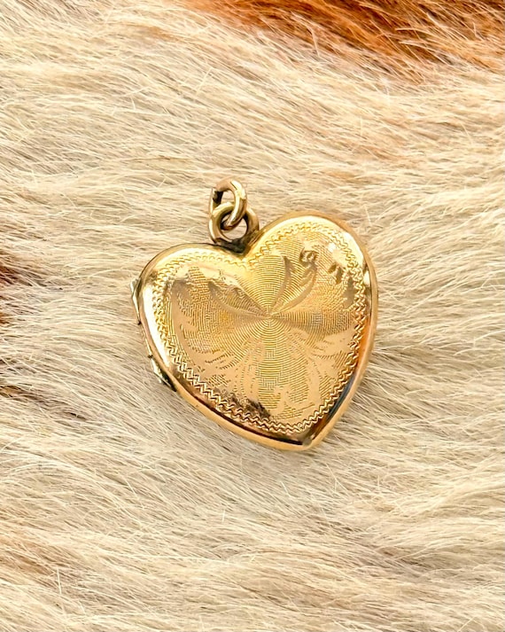Vintage 12k Gold Filled Flaming Heart Locket Pendant