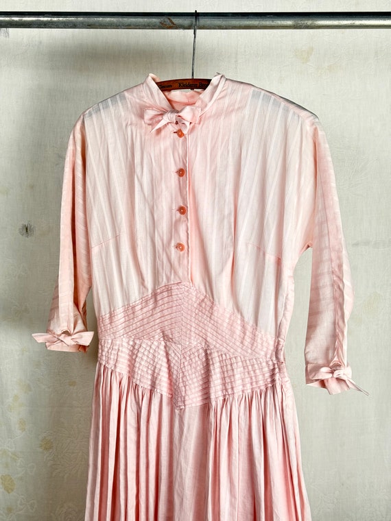 Vintage 1950s Baby Pink Cotton Day Dress Jack Squire