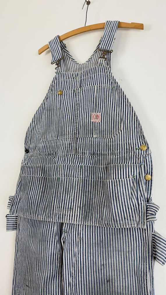 Vintage 1950s Duck Head O’Bryan Bros Striped Denim Overalls | 36