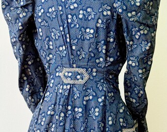 antique blue calico dress Vintage 1930s Feed Sack Dress