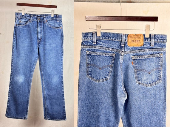 Vintage 1970s 80s Levi’s Orange Tab 517 Bootcut Denim Jeans 34 x 29