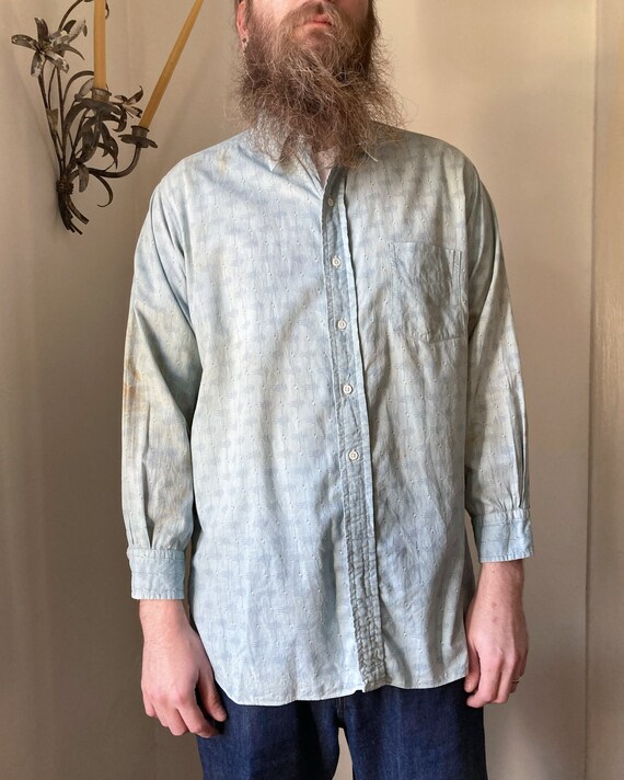 Distressed 1930s 40s Cotton Popover Shirt - image 10
