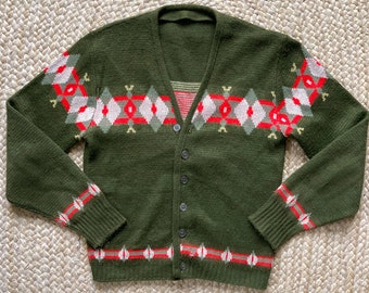 Vintage Orlon 60s Cardigan Southwestern Patterned Sweater