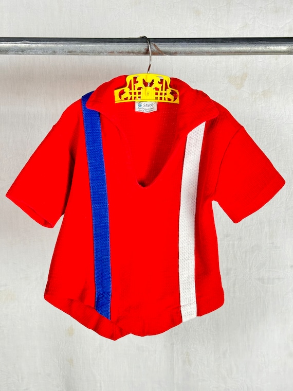 Vintage 1960s Childrens Stripe Knit Popover Shirt
