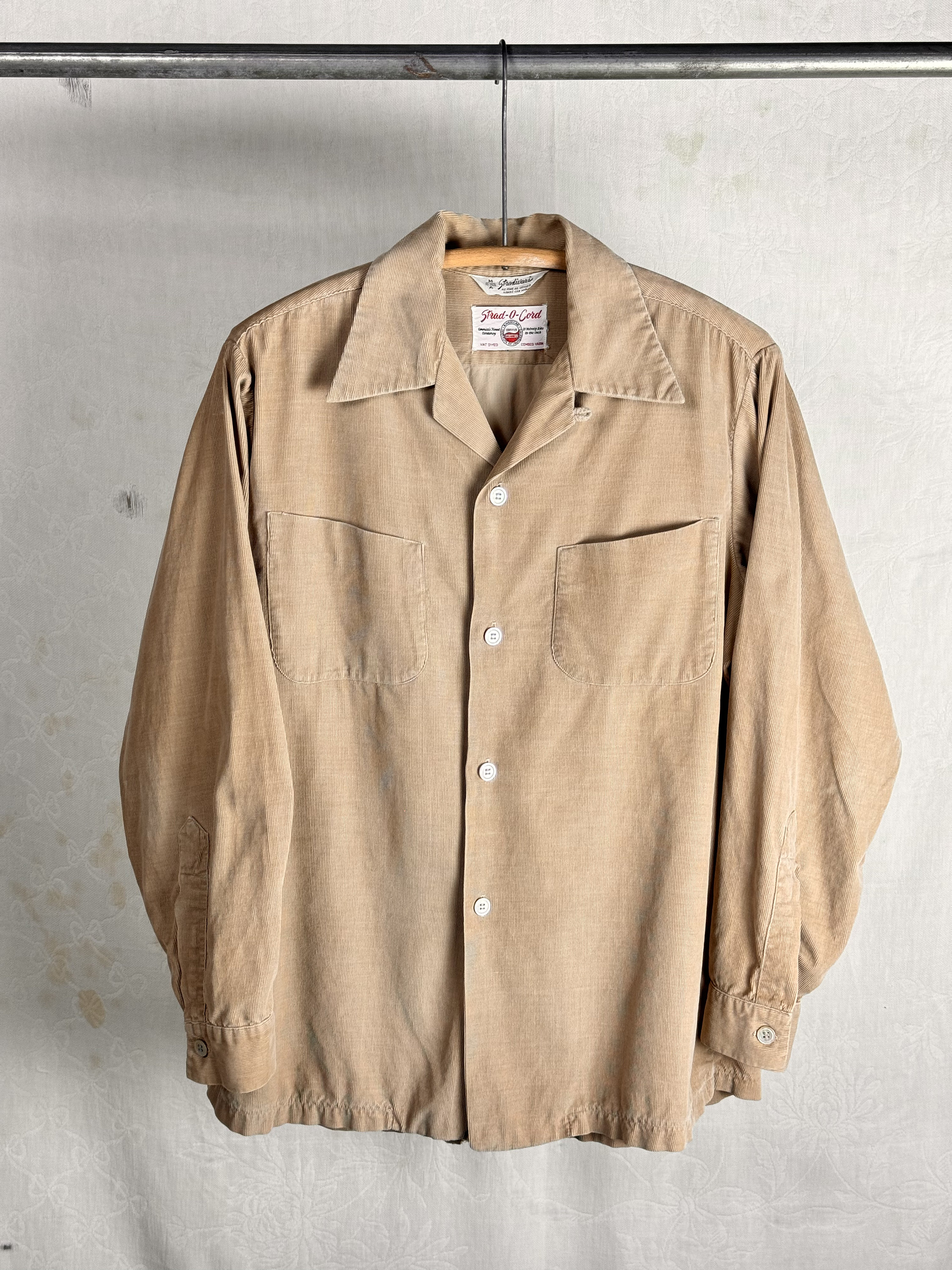 Vintage 1950s 60s Corduroy Loop Collar Shirt