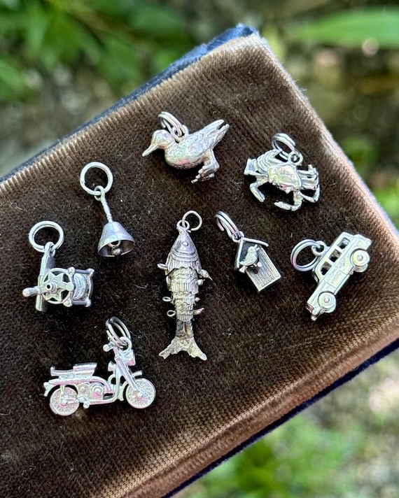 Vintage Coastal Summer Sterling Silver Charm Pendant | select one