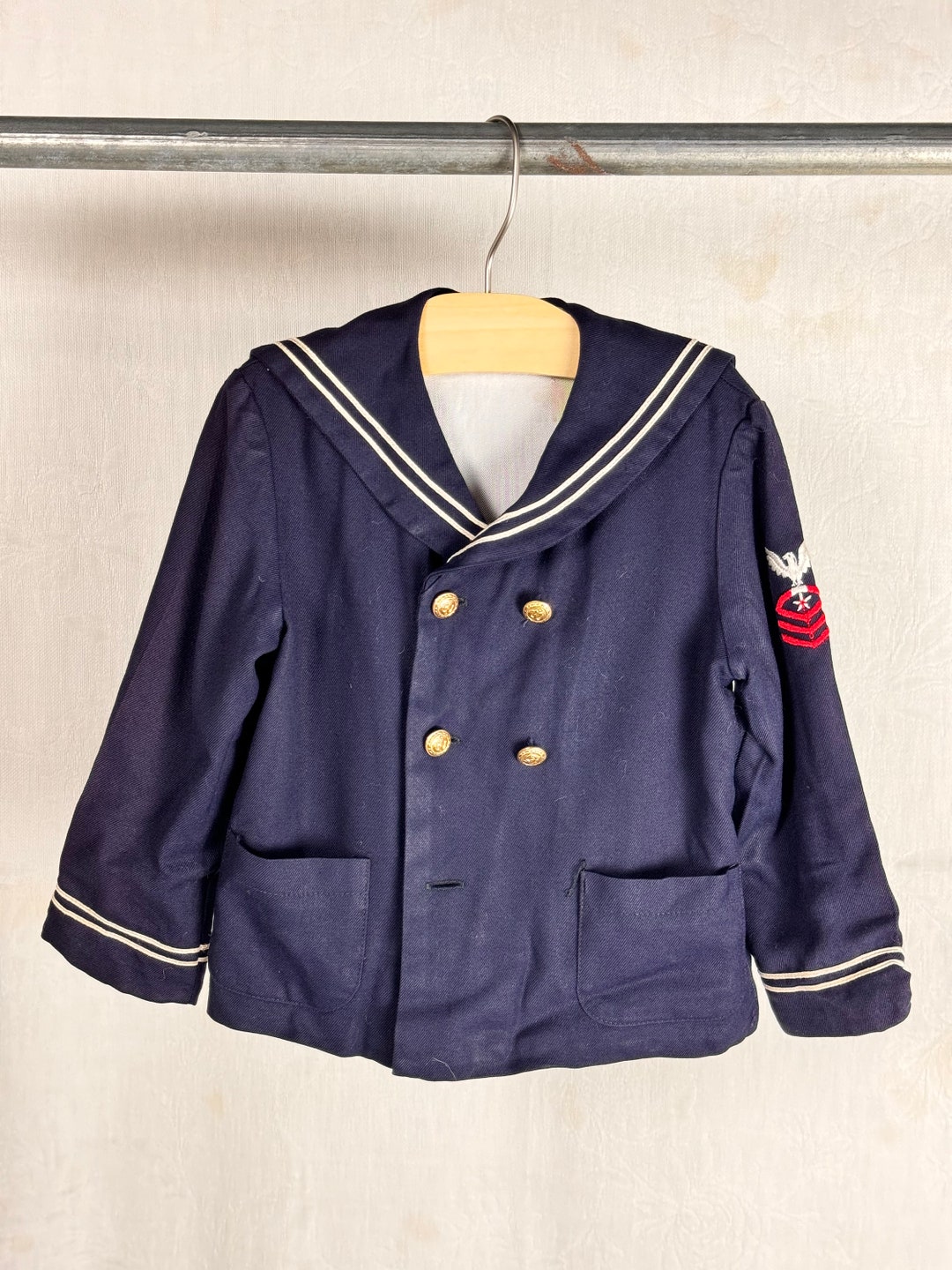 50s 60s vintage gabardine jacket ナス紺 Vintage 1950s Childrens US Navy Sailor Gabardine Rayon