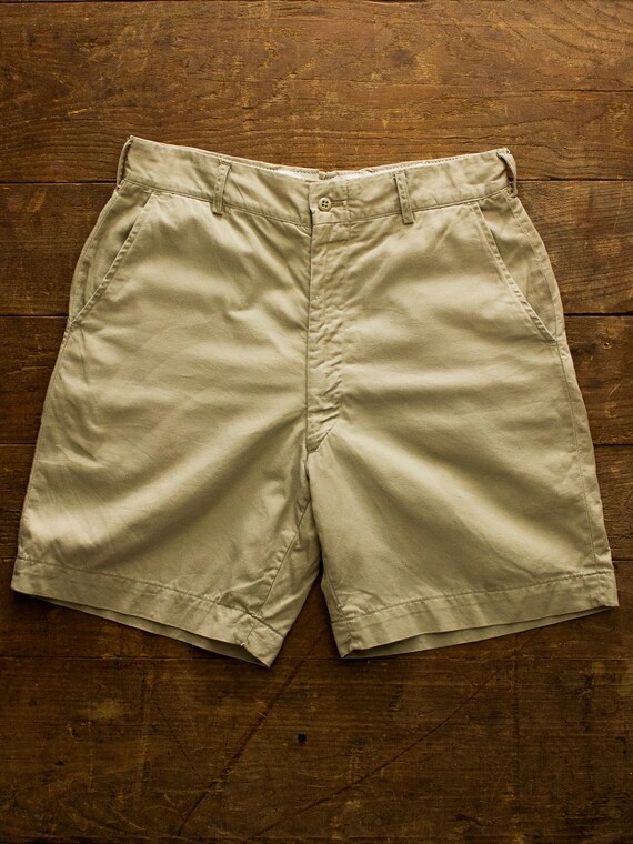 Vintage Military Khaki Shorts | 60s Mens Shorts |